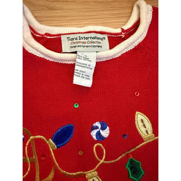 Vintage Tiara Rudolph Christmas Sweater Sz L- P2P 23" - Picture 2 of 2
